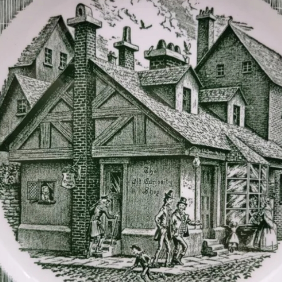 Vintage The Old Curiosity Shop By Charles Dickens Royal USA Co Green China Plate - Picture 6 of 6